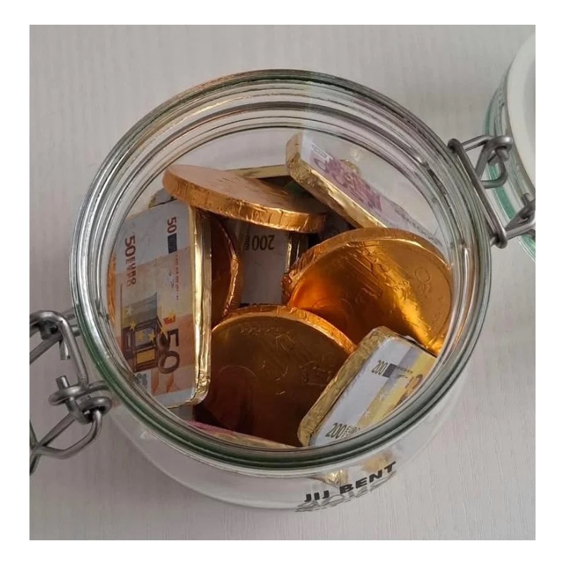 glazen pot Jij bent goud waard, bedankje